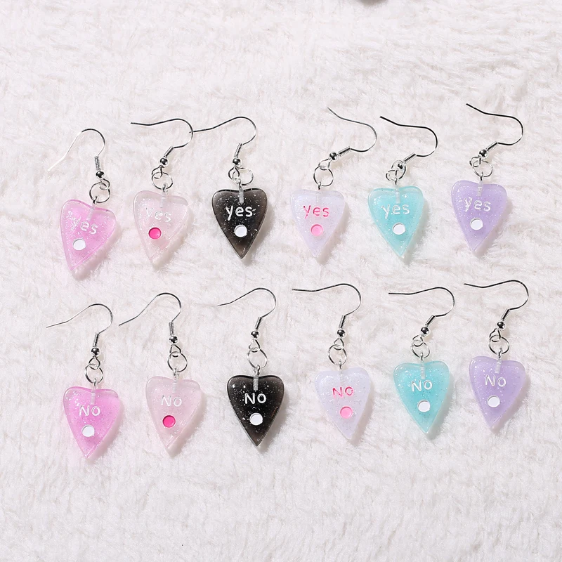 1pair Fashion Craft Resin yes or no Drop Earrings For Women Japan/Korean Fashion Jewelry Wholesale