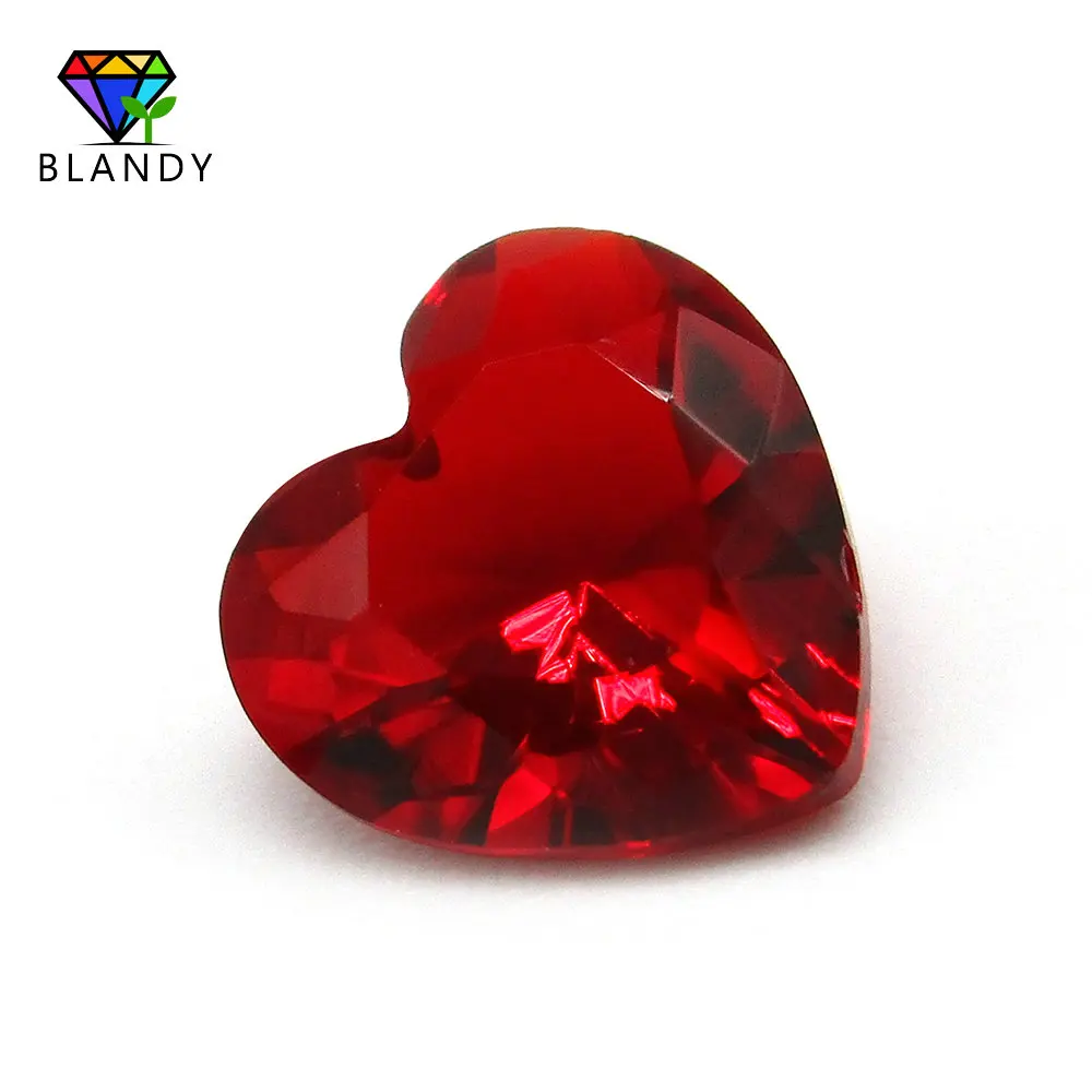 

Factory Price 3x3~12x12mm Heart Cut Loose Red Color Glass Stone Synthetic Gems For Jewelry DIY Stone