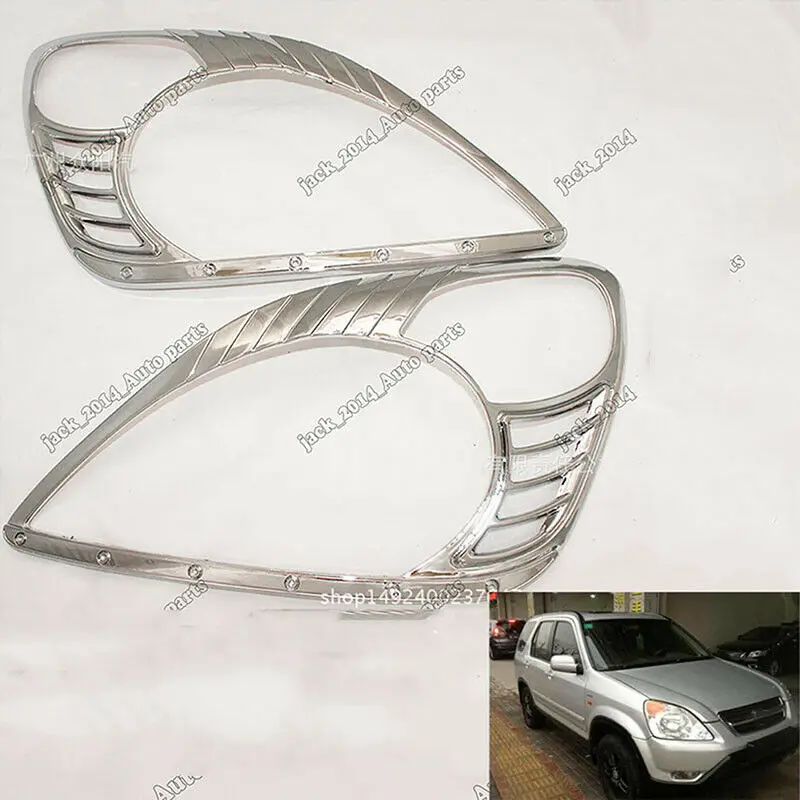 

ABS Chrome Front Headlight Covers Trims 2pcs For Honda CR-V SUV 2002 2003 2004