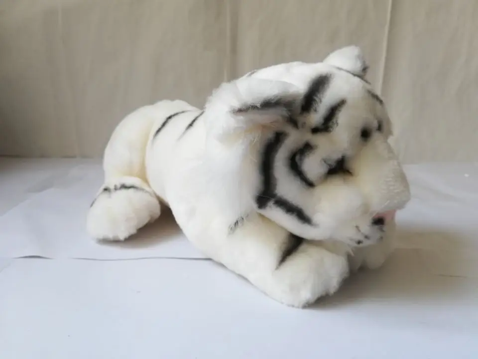 

about 34cm lovely white tiger plush toy prone tiger soft doll kid's toy birthday gift b2722