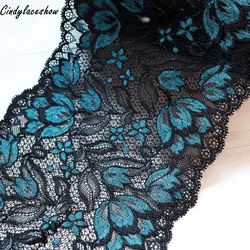 16cm Wide Apparel Lace Accessories Black Blue Elastic Stretch Lace Applique Trim Ribbon Sewing Fabrics Underwear Garment Clothes