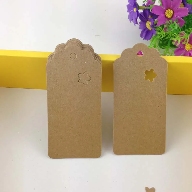 Kraft Retangle Scalloped 9.5*4.5 cmn 200 PCS/Lot Label Luggage Head Price Tag Jewelry Cardstock Flower-shaped Accept custom logo