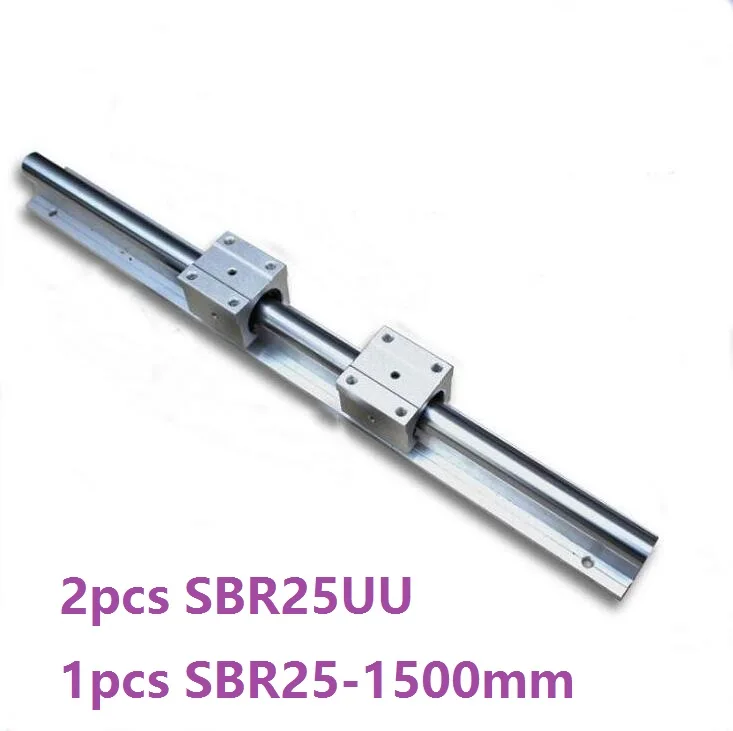 1pcs SBR25 - 1500mm linear guide support rail + 2pcs SBR25UU linear bearing blocks cnc router