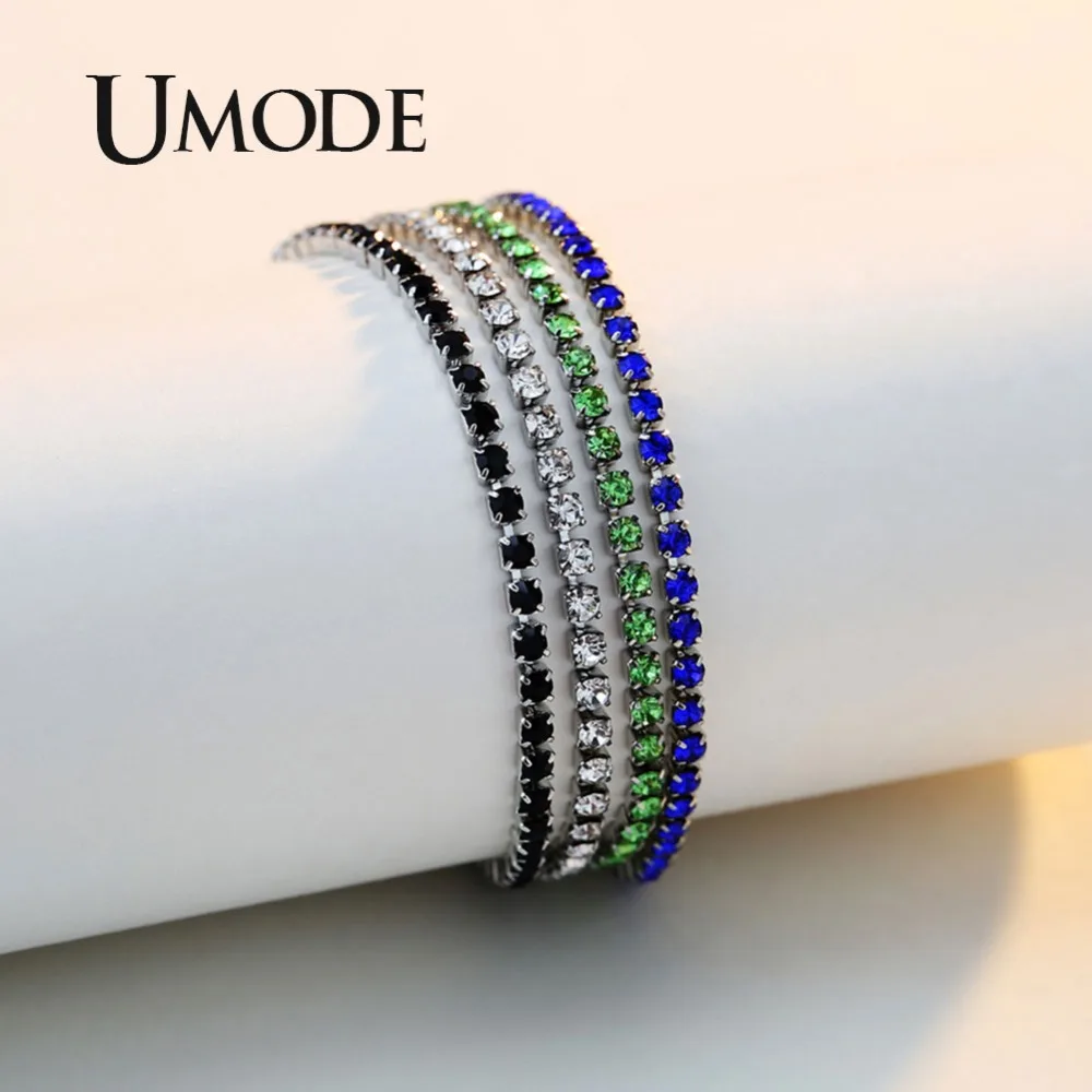 UMODE Colorful Letter Chain Tennis Bracelets for Women Girls White Gold Rose Gold Color Cubic Zirconia Femme Accesorios UB0125X