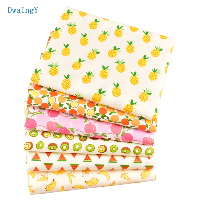 DwaIngY 6pcs/lot Fruit series Twill Cotton Fabric For Patchwork DIY Sewing Quilting Cloth Fat Quarters Material Doll 20x25cm/pcs