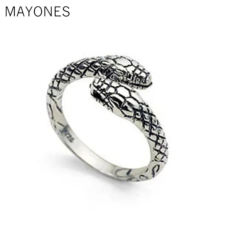 

Genuine 925 Sterling Silver Open Ring Women &Men Thai Silver Fine Jewelry Gift Snake Finger Ring Tail Ring