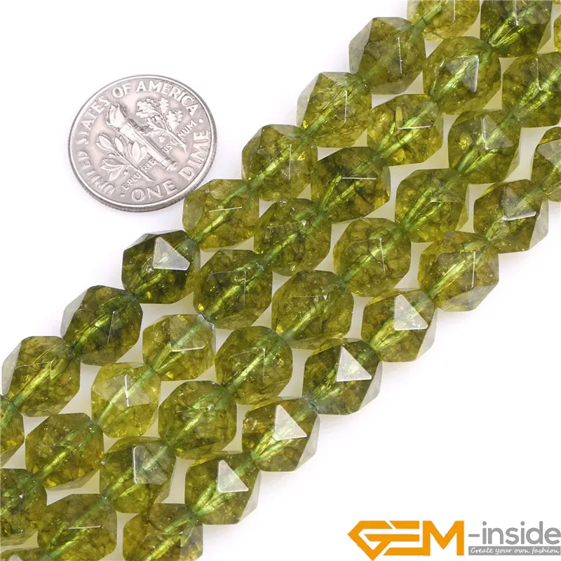 Faceted Dyed Peridots Crystal Cambay DIY Loose Beads For Jewelry Making Strand 15 Inches Necklace