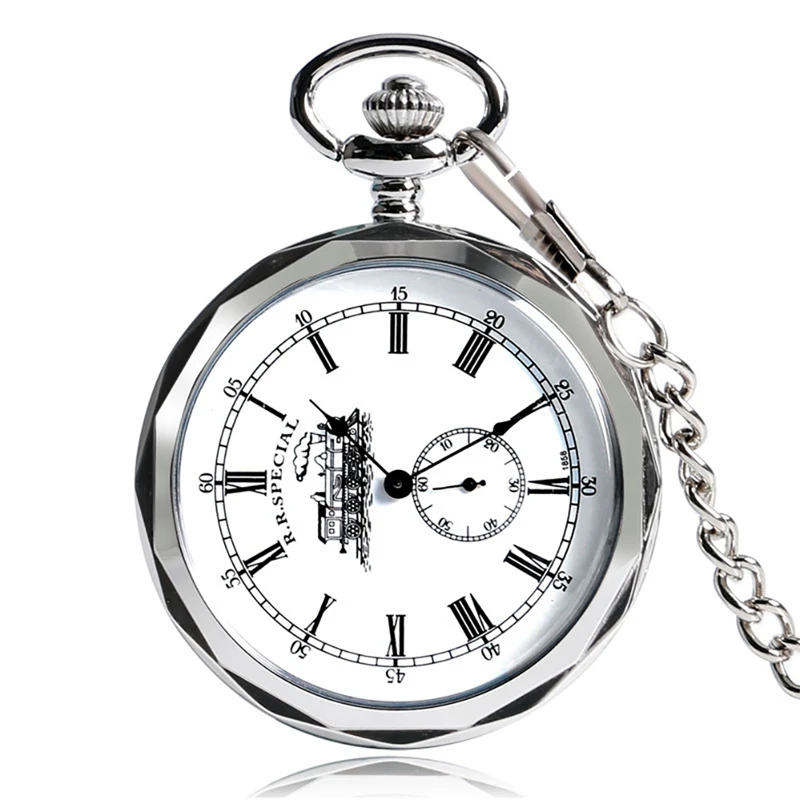 Mechanical Watches Retro Steam Vintage Pocket Watch for Men Women Locomotive Pattern Hand Winding Steampunk Small Seconds Design