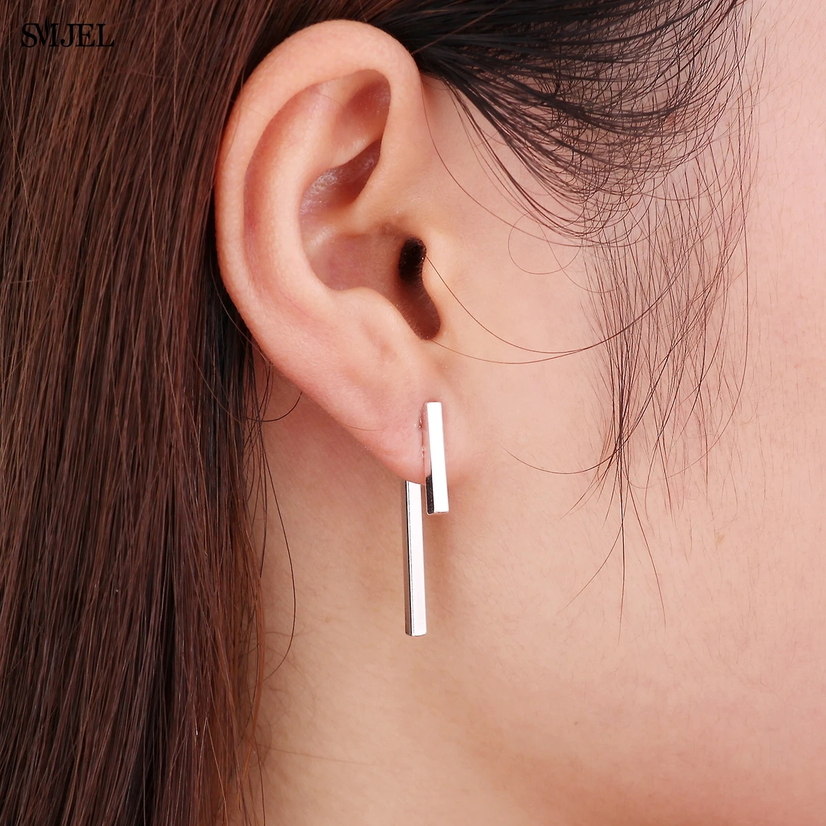 SMJEL 2024 New Fashion Simple T Bar Drop Earring for Women Geometric Ear Jacket Earrings Wedding Gifts S140