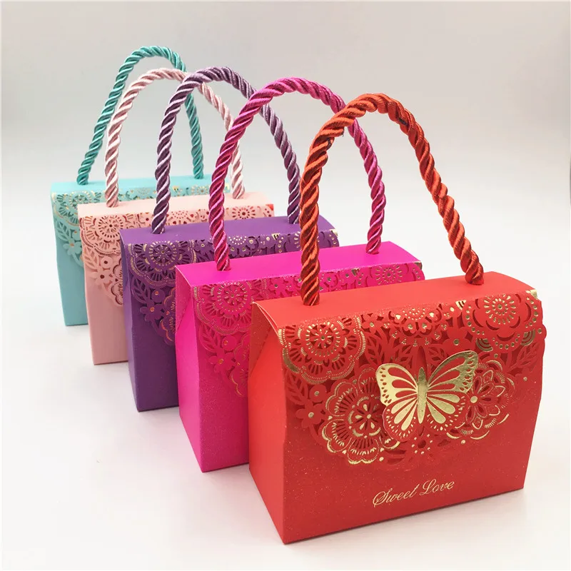 

10pcs 9*4*7cm Colorful Paper Small Handbag Gift Packaging Paper Box Candy/Jewelry Storage Paper Case/Bag/Box