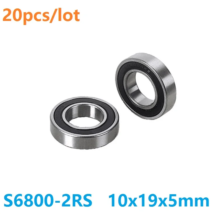 

20pcs/lot ABEC-5 S6800-2RS S6800RS Stainless Steel ball bearing 10x19x5 mm Deep Groove Ball Bearing 10*19*5 6800