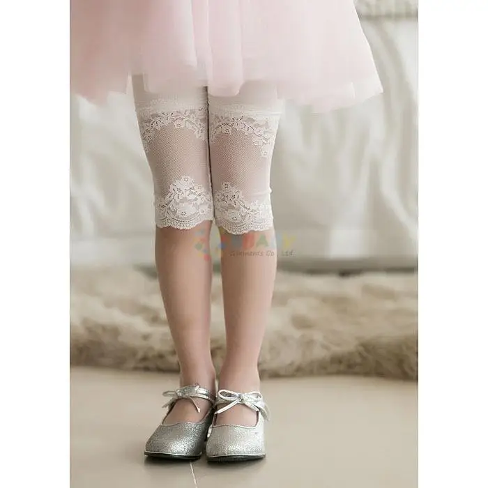 2020 hot summer girls clothes baby girl lace stitching knee length skinny leggings cotton pencil pants children kids leggings