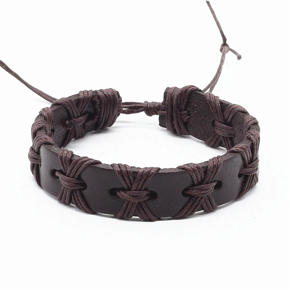 Wholesale Brown Wrap Female Male Genuine Leather Bracelet For Women Men Jewelry