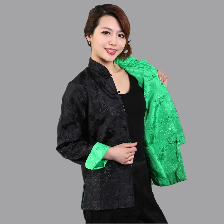 Novelty Two-side Women Jacket Coat Reversible Satin Outerwear Chinese Lady Traditional Kung Fu Clothing S M L XL XXL XXXL