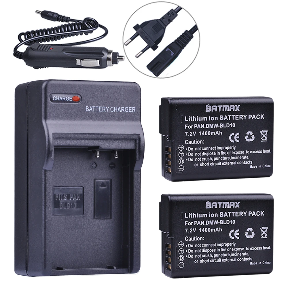 

2x 1400mAh DMW-BLD10E DMW BLD10E BLD10 BLD10PP Battery + Wall Charger for Panasonic DMC GF2 G3 GX1 DMC-GF2 DMC-G3 DMC-GX1 Camera