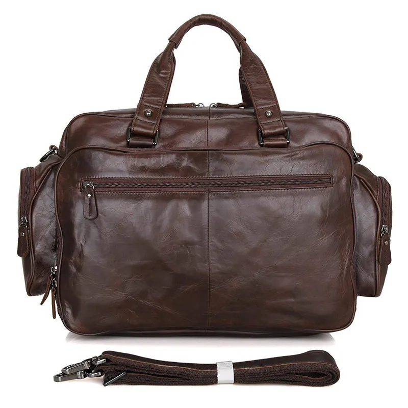 Bolso de viaje funcional de cuero genuino para hombre, Maletín de negocios informal para ordenador portátil, bolso de hombro, maletín para documentos