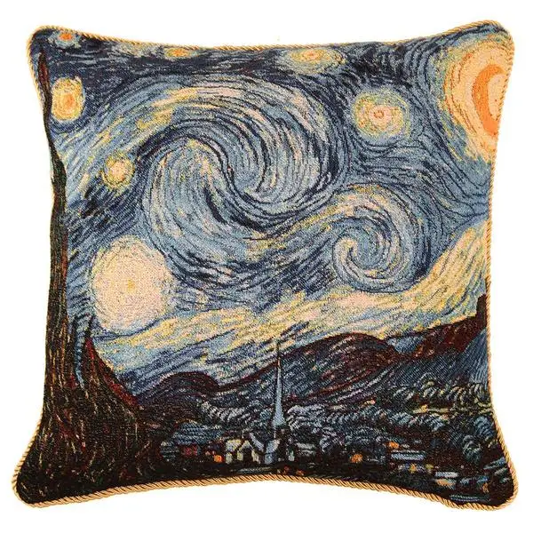 

Cushion Cover Cotton Polyester Double Jacquard Knitting Weave Throw Pillow Covers Cushion Case Van Gogh starry night sunflowers