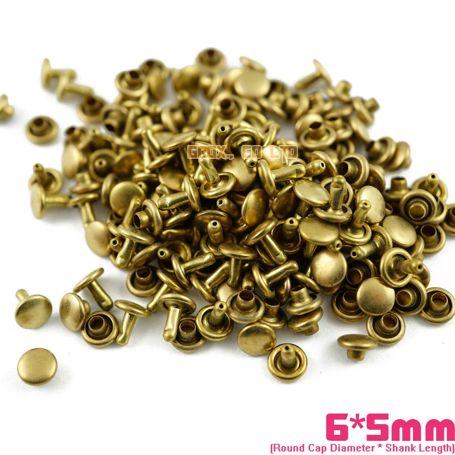 

450 set 6*5mm Brass Material Double Cap Round Rapid Rivet Punk Rock Leathercraft Rivet