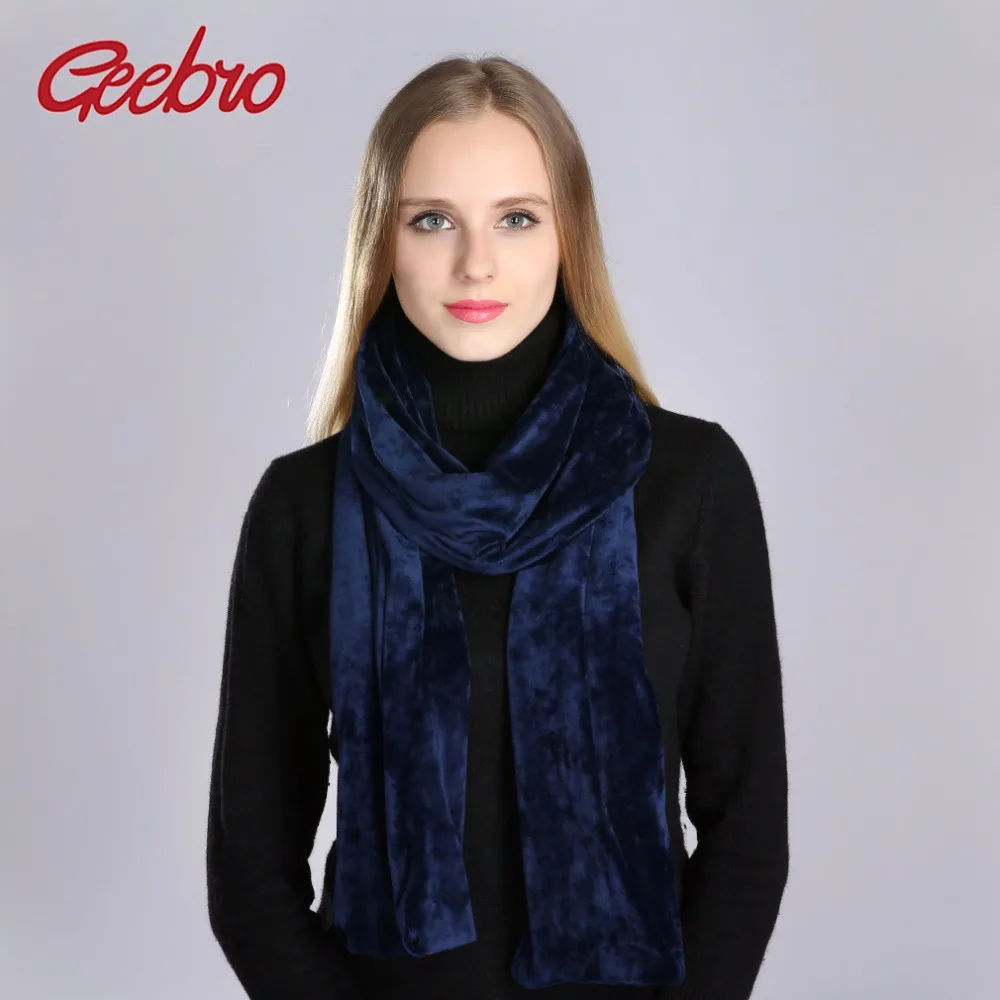 Geebro Women\'s Velour Scarf Winter Casual Warm Velvet Scarf Beanie For Ladies Plain Color Classic Neckerchief Shawls and Scarves