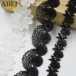 5yards/lot Water Soluble Garment Lace Trims White Black Embroidery Lace Ribbon DIY Handmade Sofa Hometexile Edge Wraping Tape