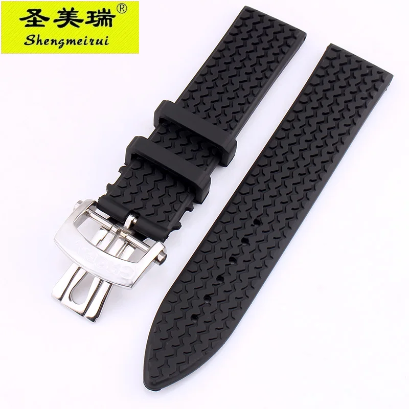 

23MM black rubber strap FOR MILLE MIGLIA/GRAN TURISMO XL ALFA ROMEO diving strap with butterfly buckle strap