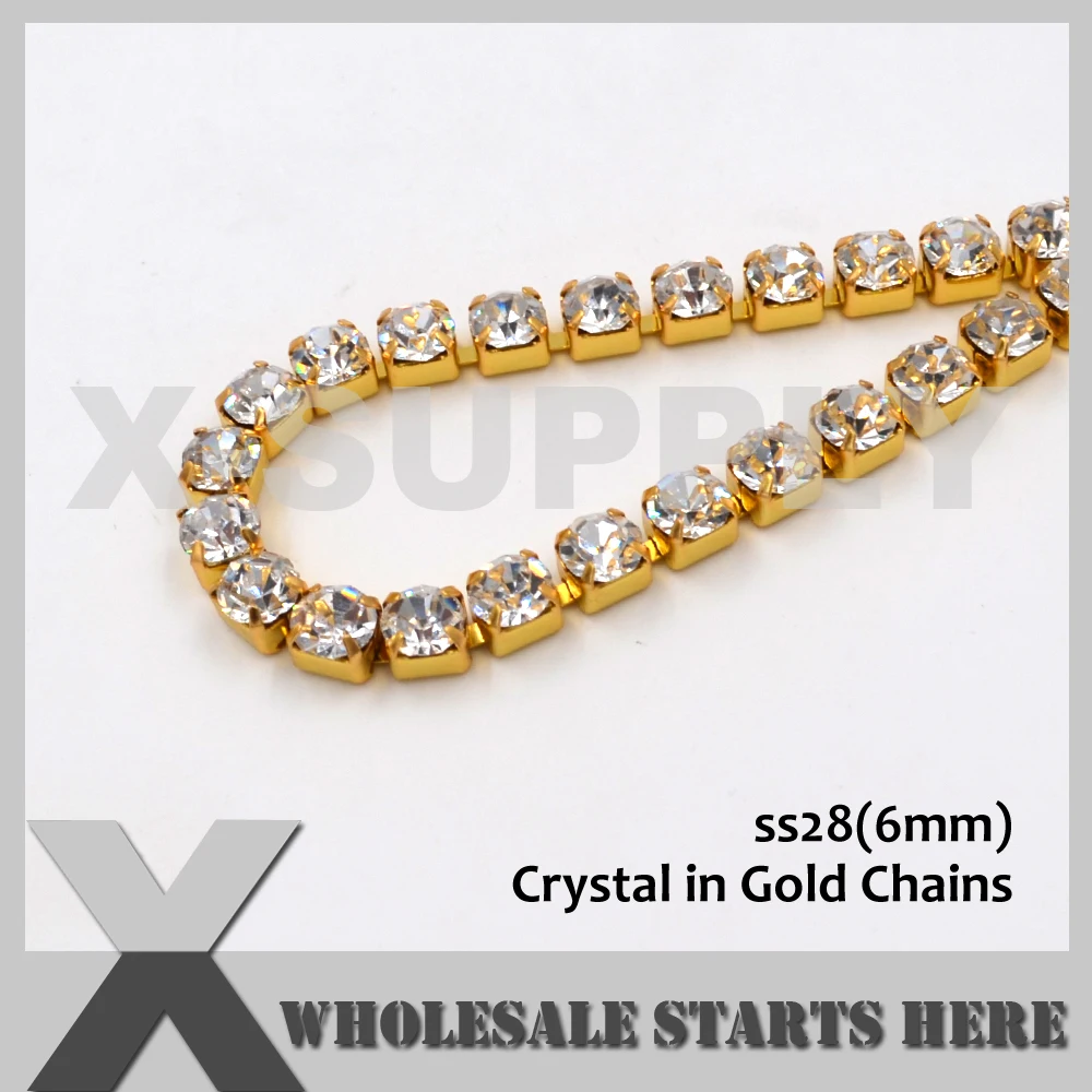 Imagem -03 - Ouro Denso Cristal Strass Cup Chains Usado para Casamentos Sapatos Decorações de Vestuário p1 Ss28 mm