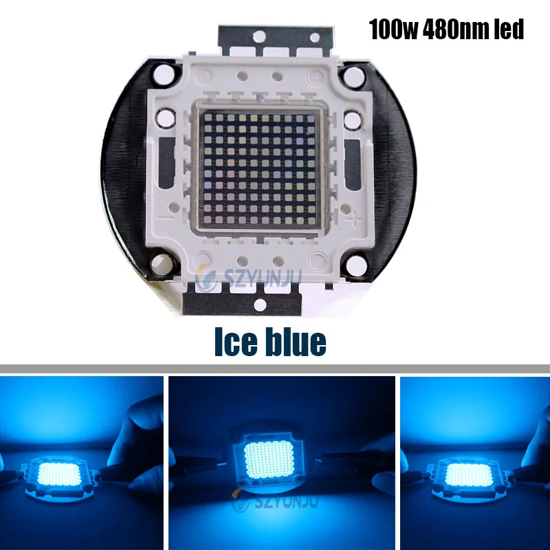 

100W Ice blue Led Emitter Light 480nm 30-36VV 3A For House//Architecture Decoration