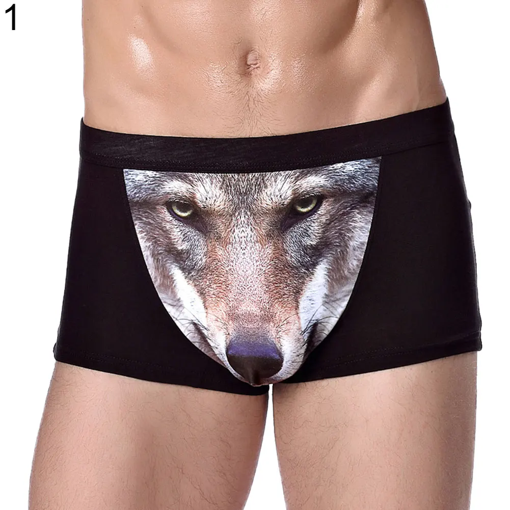 Creative Animal Wolf Eagle Head Men\'s U Convex Breathable Boxer Underwear new