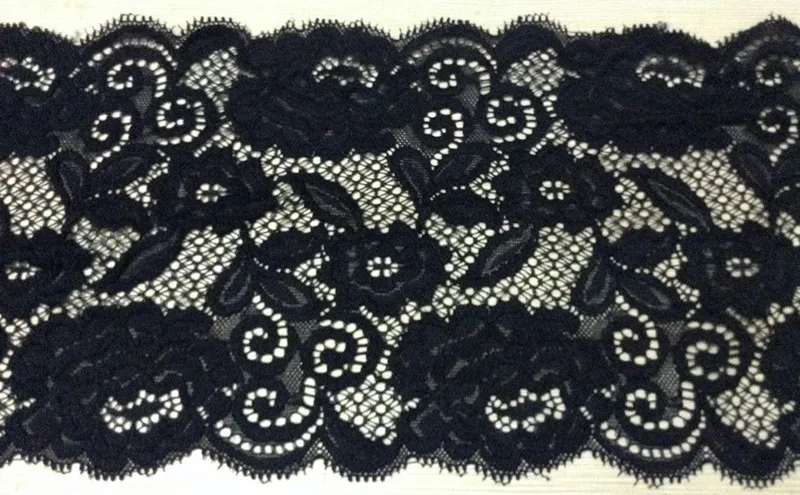 14.5cm exquisite elastic black jacquard lace, soft and elegant black lace trimming,XERY-HES01