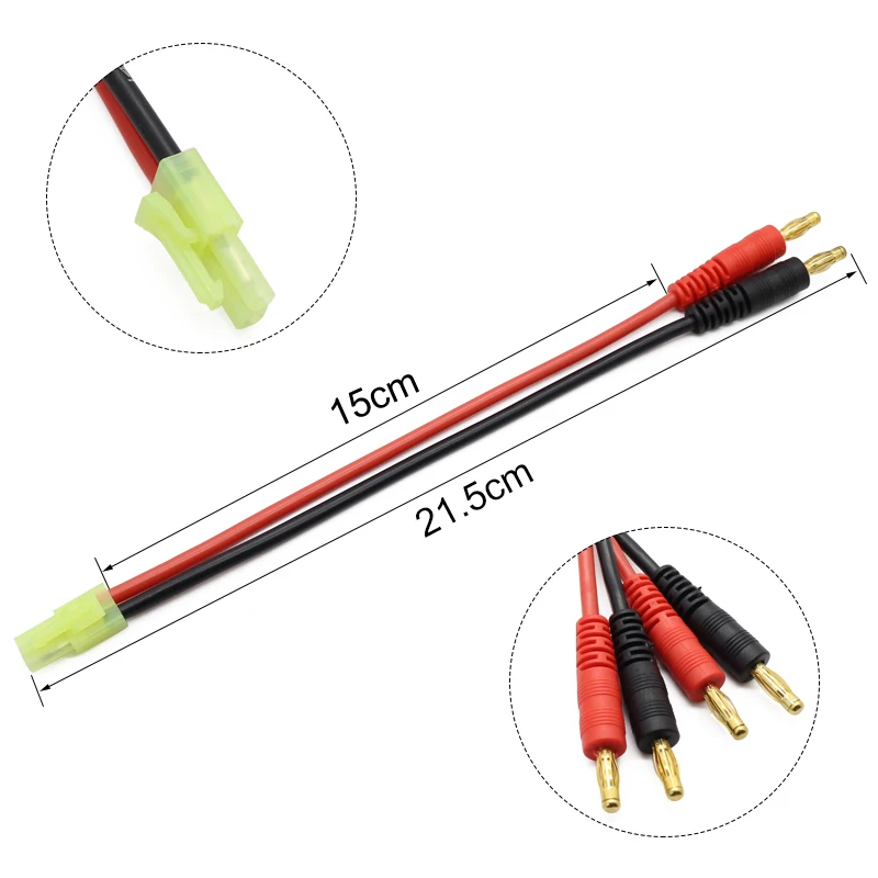 10PCS/Lot Mini Tamiya Connector 4.0mm Banana Plug with High Temperature Silicone Wire 14AWG Cable Lenght 15cm