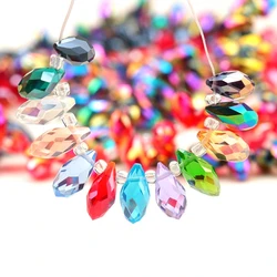 50pcs Multicolor Crystal teardrop Beads cross hole waterdrop Faceted glass bead for jewelry making Necklace bracelet earring DIY