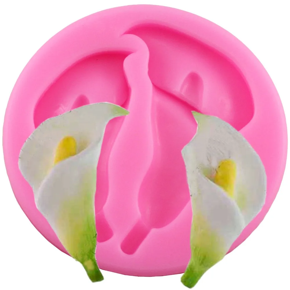 3D Calla Lily Silicone Mold Polymer Clay Candy Molds Cupcake Topper DIY Fondant Cake Decorating Tools Chocolate Gumpaste Mould