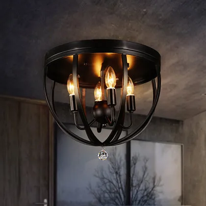 

American Style Vintage Bar Light Fixture Loft Industrial Ceiling Luminaire Stairs Balcony Iron Ceiling Lights