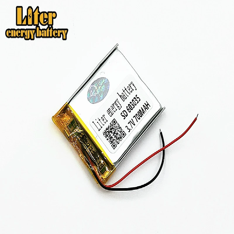 Rechargeable Polymer battery 700 mah 3.7V 603035 smart home Li-ion battery for dvr GPS mp3 mp4  Bluetooth headset Smart Watch