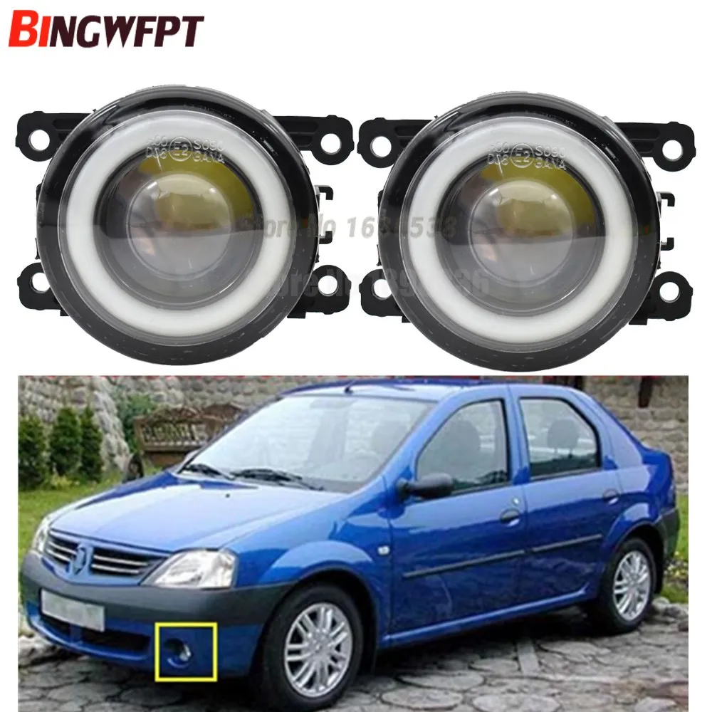 2x (Left+Right) Angel Eye Fog Lamps LED Lights white For Renault LOGAN Saloon LS 2004-2015 For Dacia Logan 2004-2015