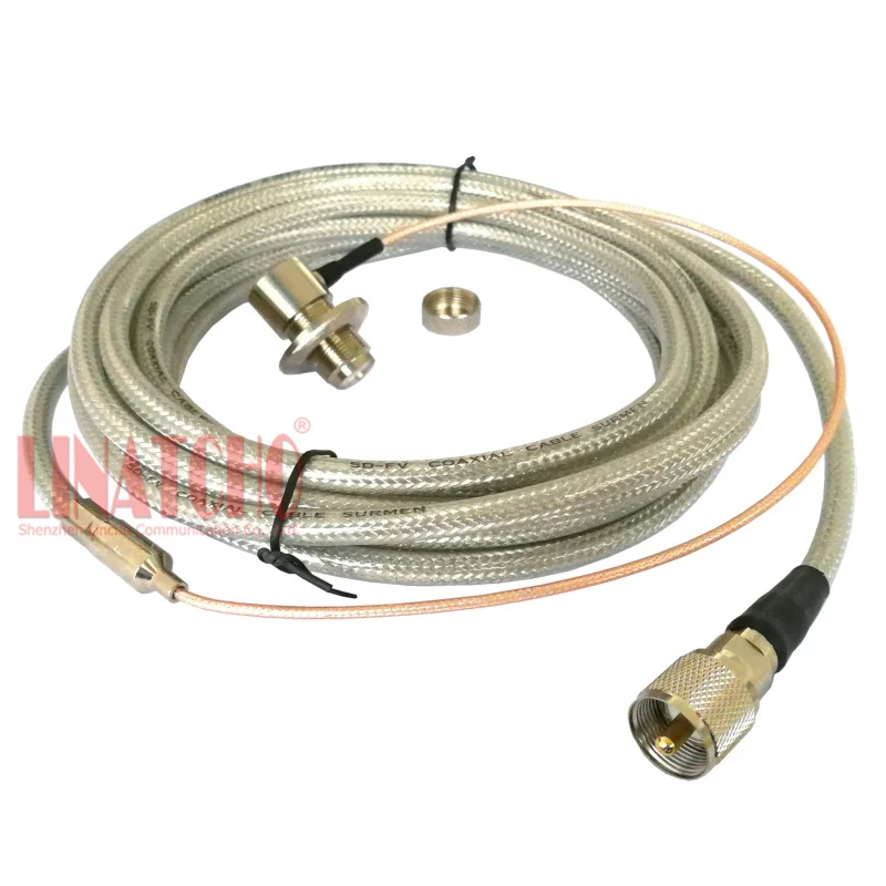 LINATCHO 5 meters SC-5MS pl259 uhf male connector tm-261 tm-241 ft-1807 mobile car radio  5D-FB antenna coaxial cable