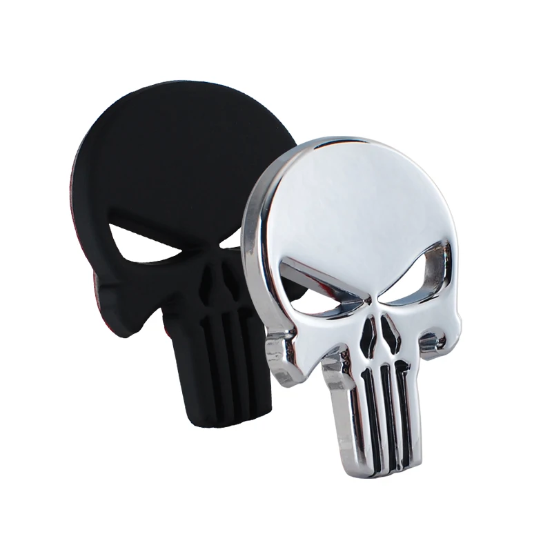 Car Styling The Punisher 3D Metal Skull Sticker Emblem Body Badge Accessories For  lifan x60 620 520 320 x50 solano smily breez