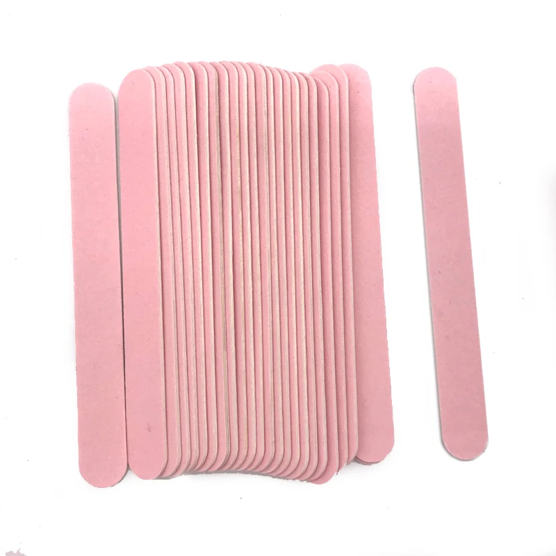 50Pcs Thick Wood Nail Files Artificial Nail Tips File 240/240 Disposable Cuticle Remover Pink Nail Art Styling Tool Beauty Salon