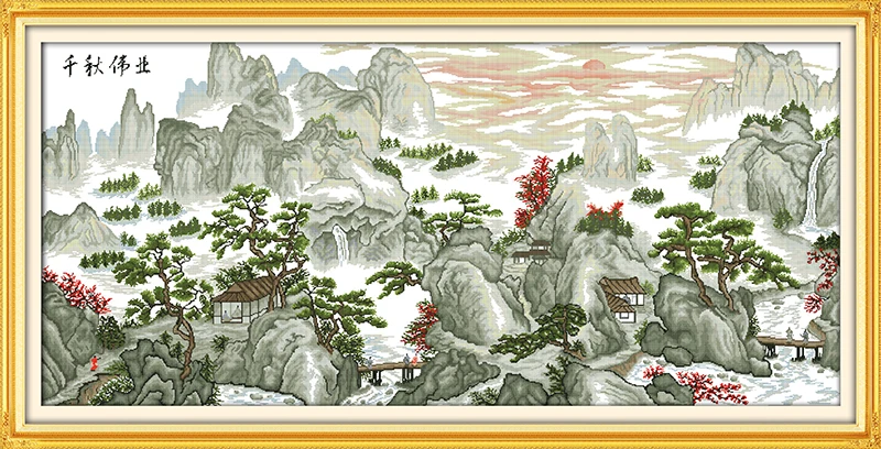 

Great achievement cross stitch kit landscape18ct 14ct 11ct count printed canvas stitching embroidery DIY handmade needlework