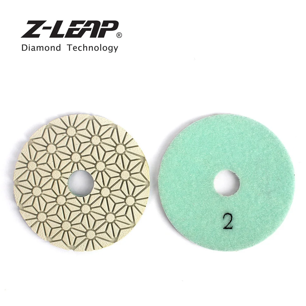 Z-LEAP 4 Inch/100mm 3 Steps Diamond WhiteFlexible Wet Polishing Pads Floor Polish For Stone Marble Tile