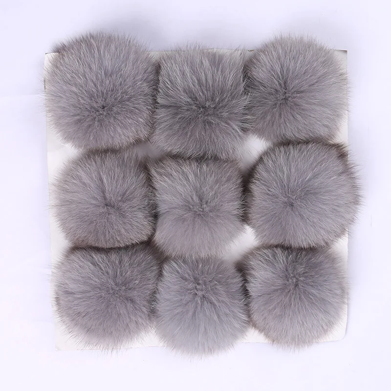 

9 Pieces Big Natural Fox Fur Pom Poms 10cm Ball New Color Pompom DIY Winter For Women's Knitted Hats Skullies Beanies Boots