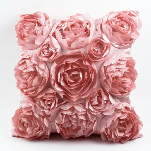 3D roses embroidered Cushion cover rose Pattern Pillowcase Wedding Party Home Sofa car decoration European style Pillow cover