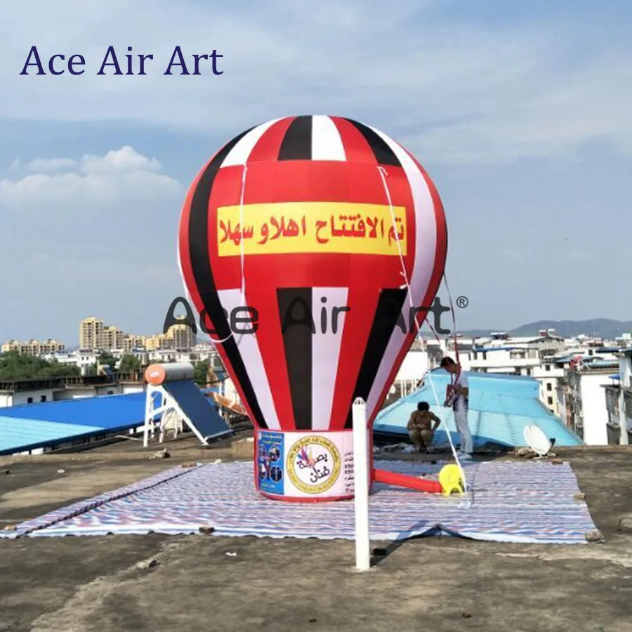 Customized Logo 5 m Hot Inflatable Cold Air Balloon Rooftop Standing Balloon for Advertising