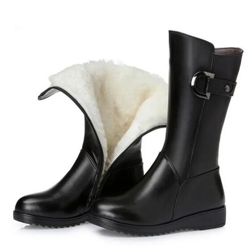 ZXRYXGS Brand Boots Plush Wool Genuine Leather Shoes Woman Warm Snow Boots 2024 Plus Size Winter Shoes Knight Boots Women Boots