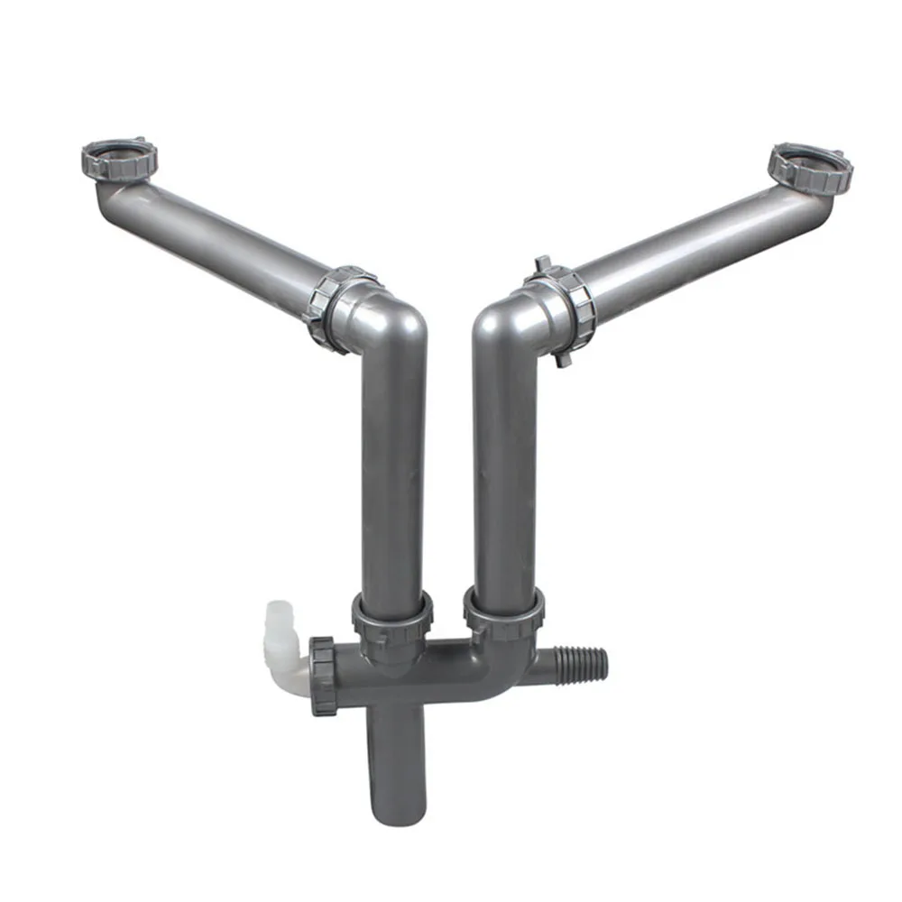 Talea Double sink drain pipe kit Grey drainpipe Kitchen Fixtures sewer  hose Laundry Sink Waste Kit downcomer setGB028C001