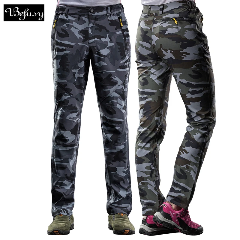 Befusy New Camo Men Women Elastic Camping Hiking Soft Shell Pants Summer Outdoor Sport Trousers For Trekking Cycling Climbing