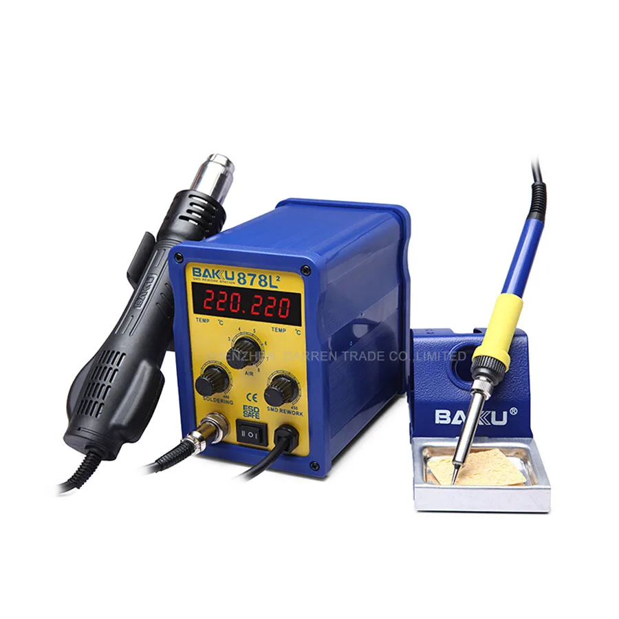 BAKU 878L2  Hot Air Soldering Station 110V/220V LED Digital Display Soldering Station With Heat Gun And English Manual