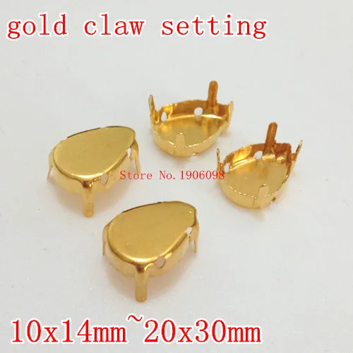 Pear Drop Raw Brass Metal Claw with hole For sewing Teardrop Crystals 20x30mm,18x25mm,13x18mm,10x14mm