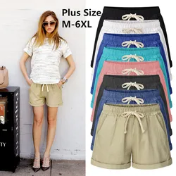 Summer Cotton Shorts Women Fashion Casua Short Pants Loose Slim Female shorts M-7XL