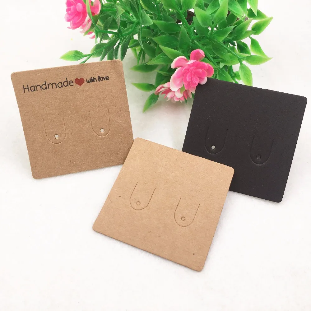 

200Pcs 5x5cm Blank Kraft Paper Ear Studs Card Hang Tag Jewelry Display Earring Favor Marking Garment Prices Label Tags